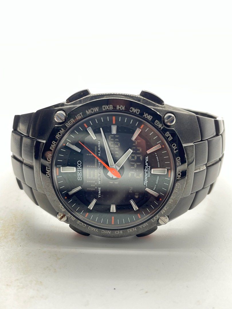 Seiko Sportura Chronograph World Timer SNJ11P1 41mm Quartz Watch