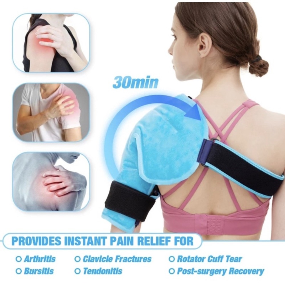 Shoulder Ice Pack for Rotator Cuff Injuries Reusable Flexible Gel Cold Pack Wrap for Shoulder