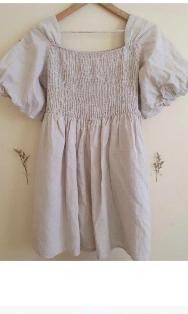 Soft linen baby doll dress in linen on Carousell