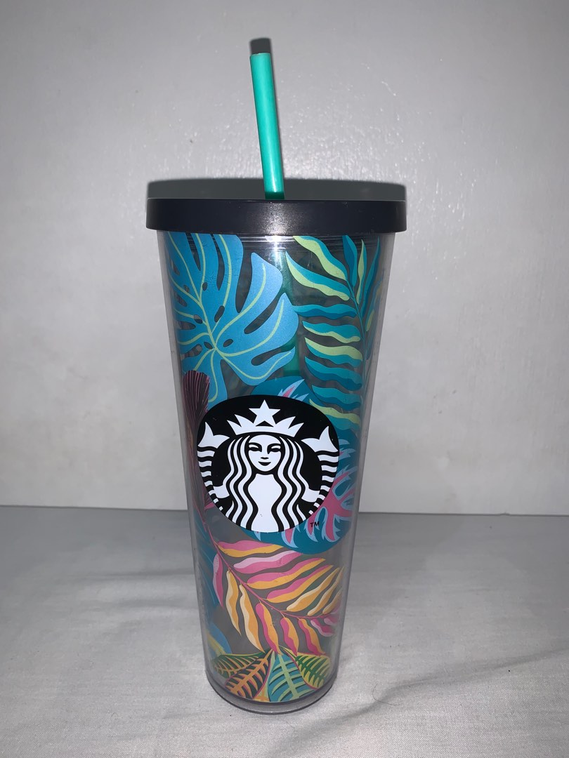 Starbucks tumbler with straw (Tropical Edition), Furniture & Home
