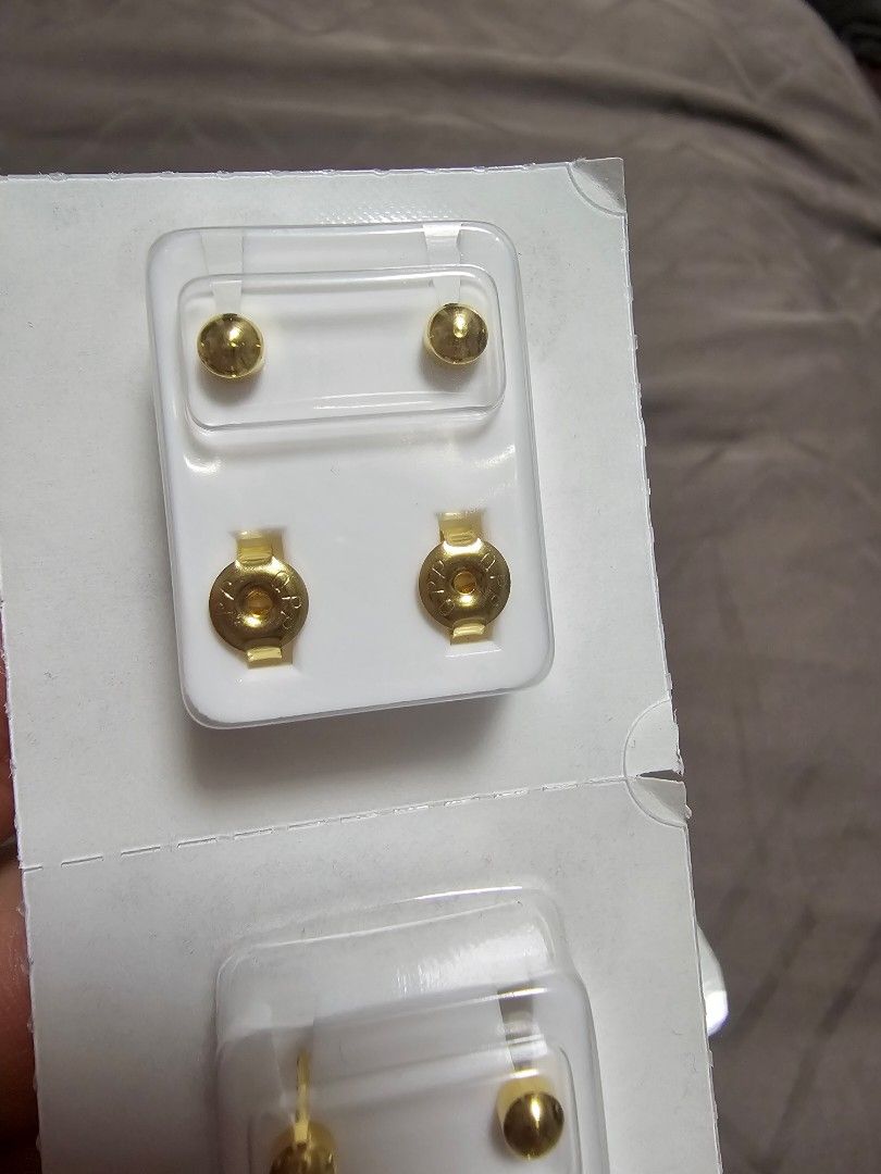 Sterilised stainless steel Gold ear studs Beauty Personal Care Ear Care on Carousell