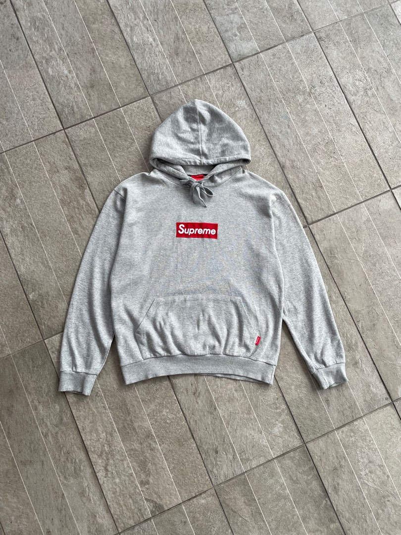 Supreme red on grey box logo hoodie store