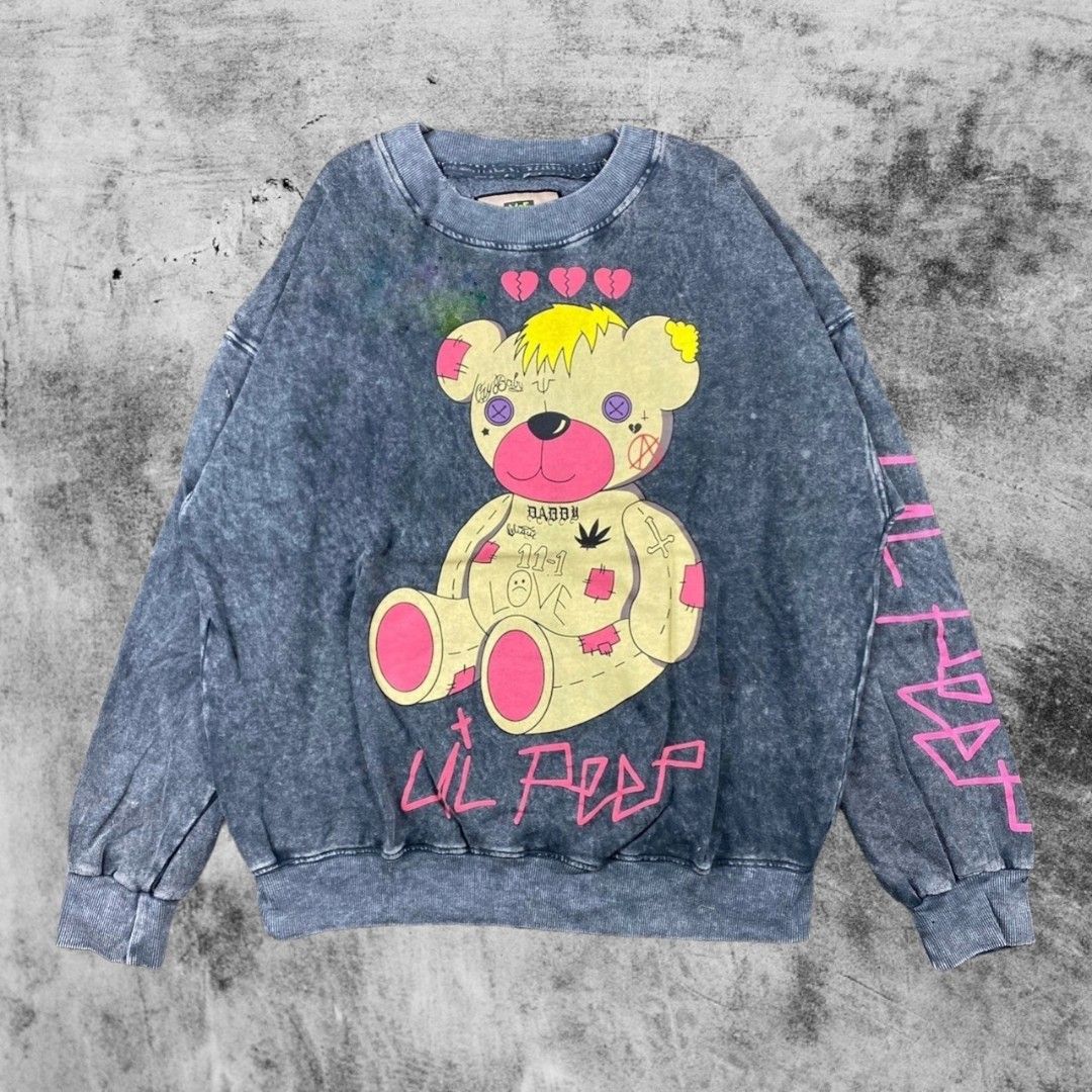 Sweater Crewneck Lil Peep Rapper Hip Hop Sandwash Abu, Fesyen Pria ...