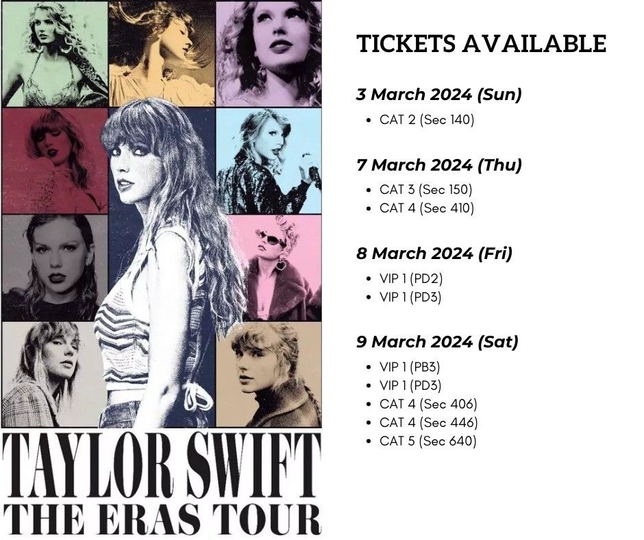 Taylor Swift The Eras Tour (can COD), Tickets & Vouchers, Event