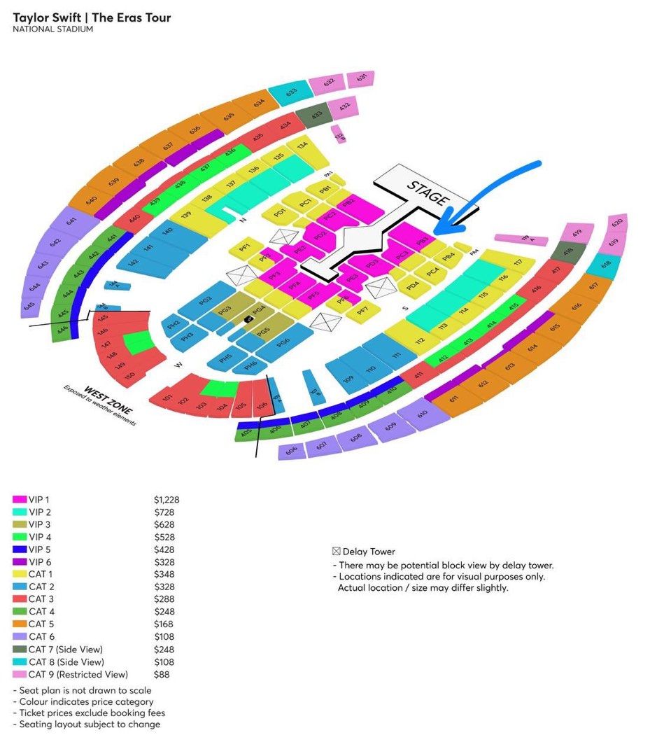 TAYLOR SWIFT CONCERT 2024 VVIP PREMIUM TICKETS BEST VIEW FROM STAGE