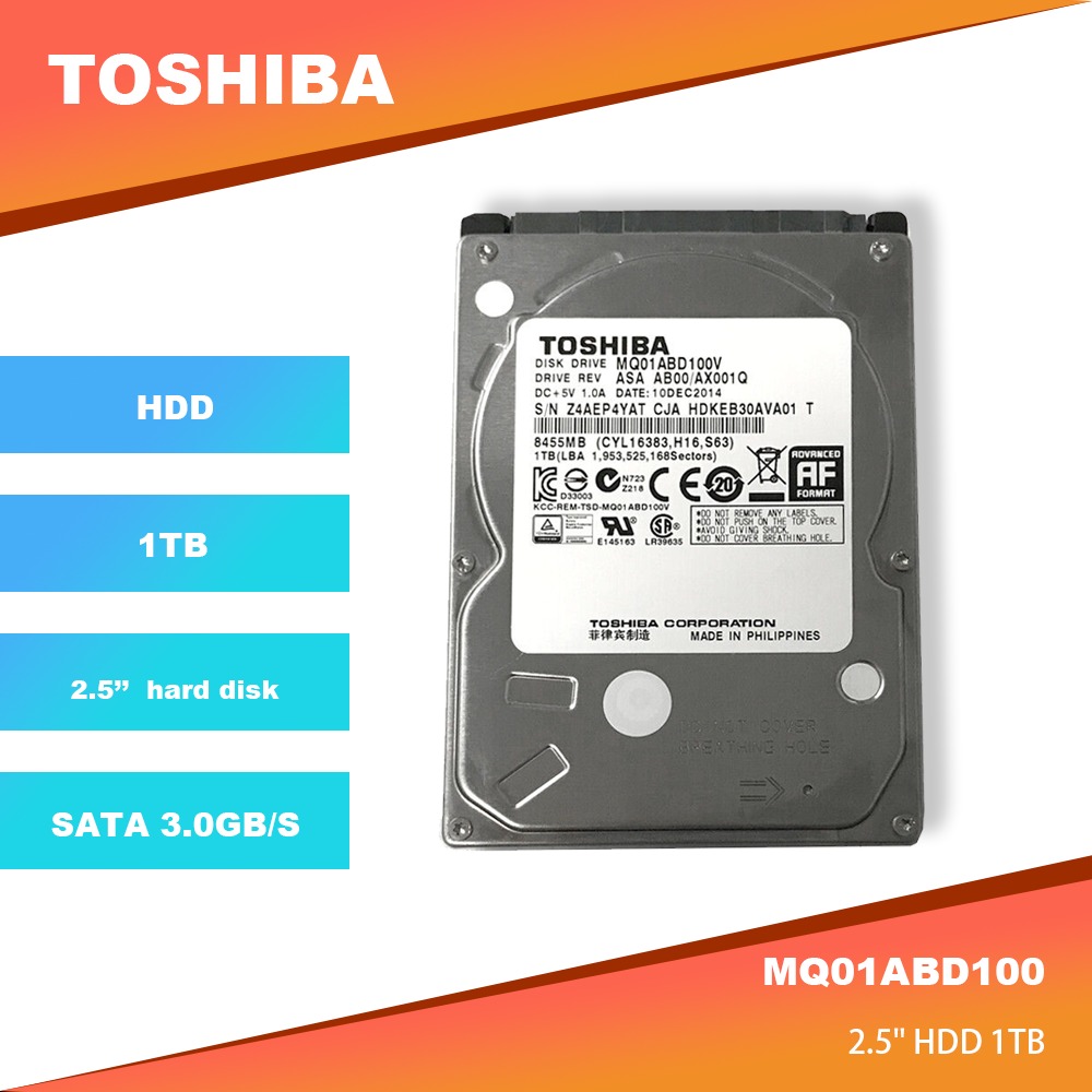 TOSHIBA MQ01ABD100 1TB HDD SATA 使用2842時間