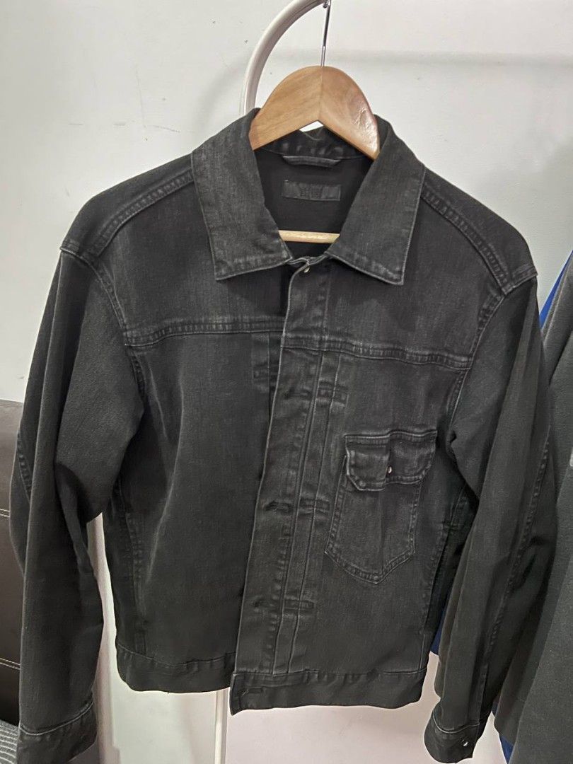 Uniqlo black denim jacket hot sale