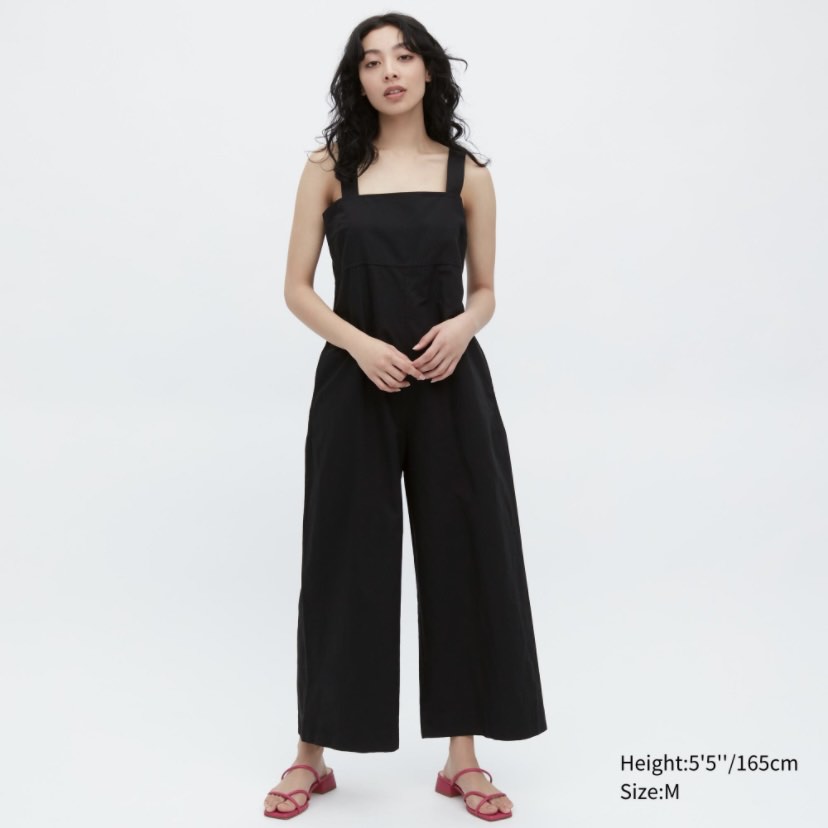 Uniqlo Linen Blend Jumpsuit Black, Women's Fashion, Dresses & Sets