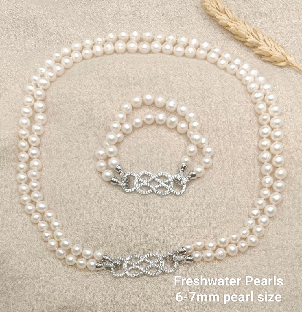 Versatile 7 ways Natural White Pearls Necklace Bracelet for Sale