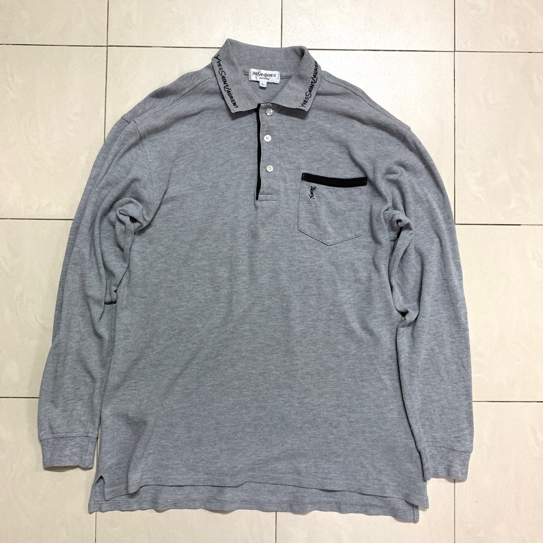 Vintage Rare YSL Longsleeve Polo Men s Fashion Tops Sets Tshirts Polo Shirts on Carousell