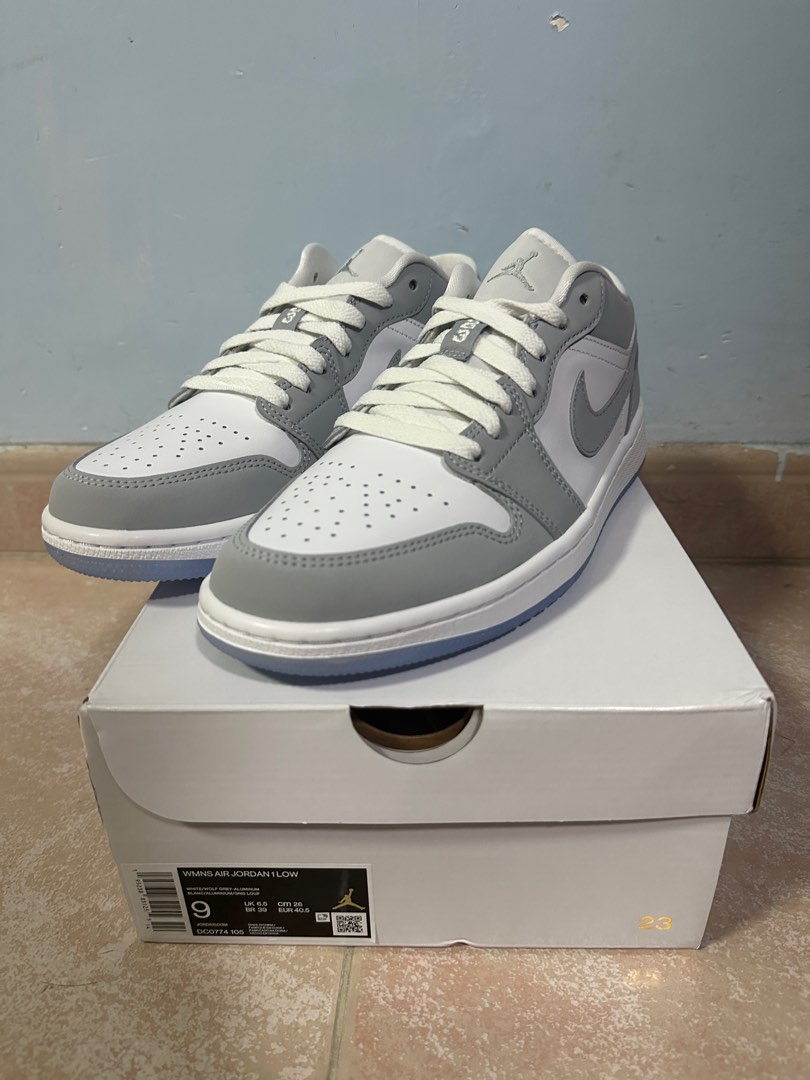 Woman Air Jordan 1 low Wolf grey 女裝小Dior Us9 40.5, 女裝, 鞋, 波