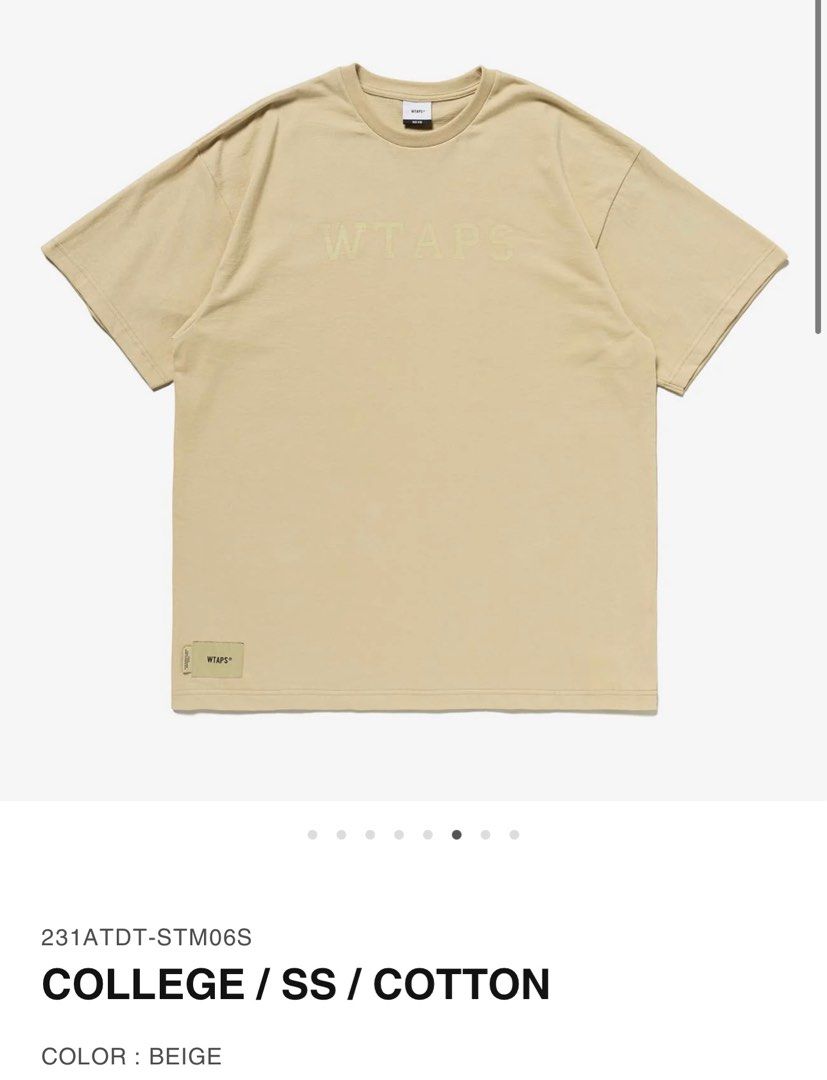 WTAPS 23SS COLLEGE / SS / COTTON tee navy olive beige 03 L, 男裝