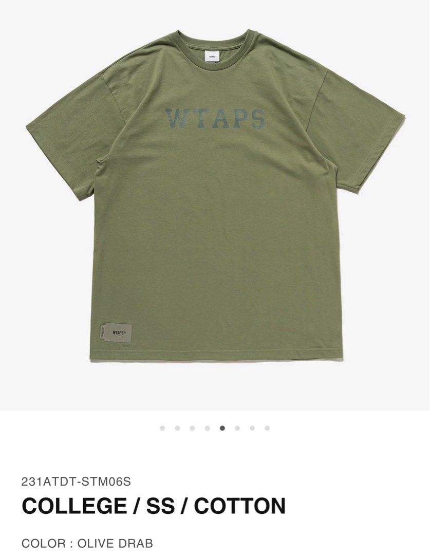 WTAPS 23SS COLLEGE / SS / COTTON tee navy olive beige 03 L, 男裝