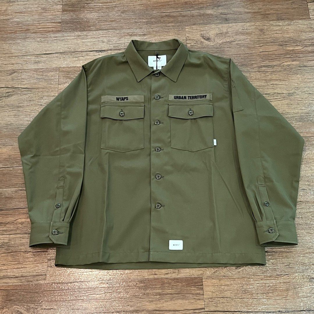 WTAPS | 21SS BUDS SHIRT 軍綠色工裝襯衫外套, 男裝, 外套及戶外衣服 