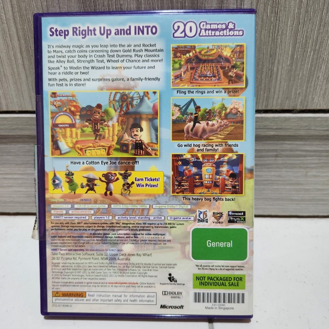 Xbox Kinect Carnival Games in Action Original Game DVD, Video Gaming