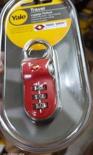 Yale TSA luggage lock resettable combination padlock ytp2/26/216/1 red 25mm clip on type