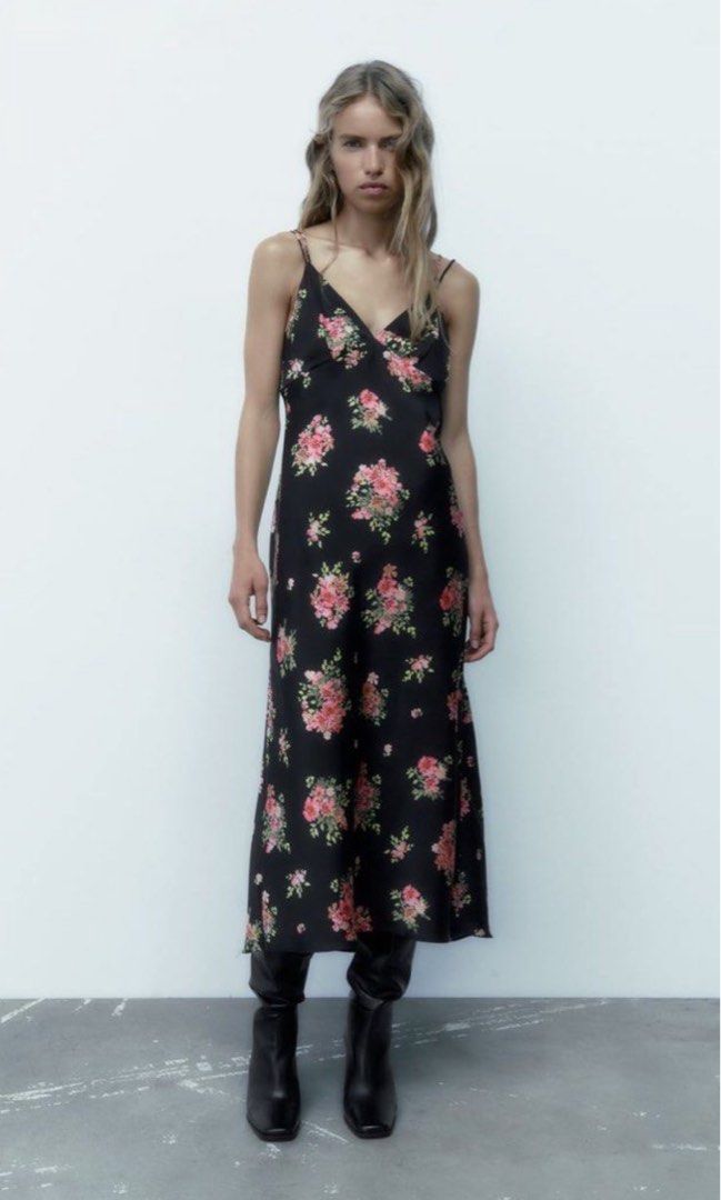 Zara black top floral dress