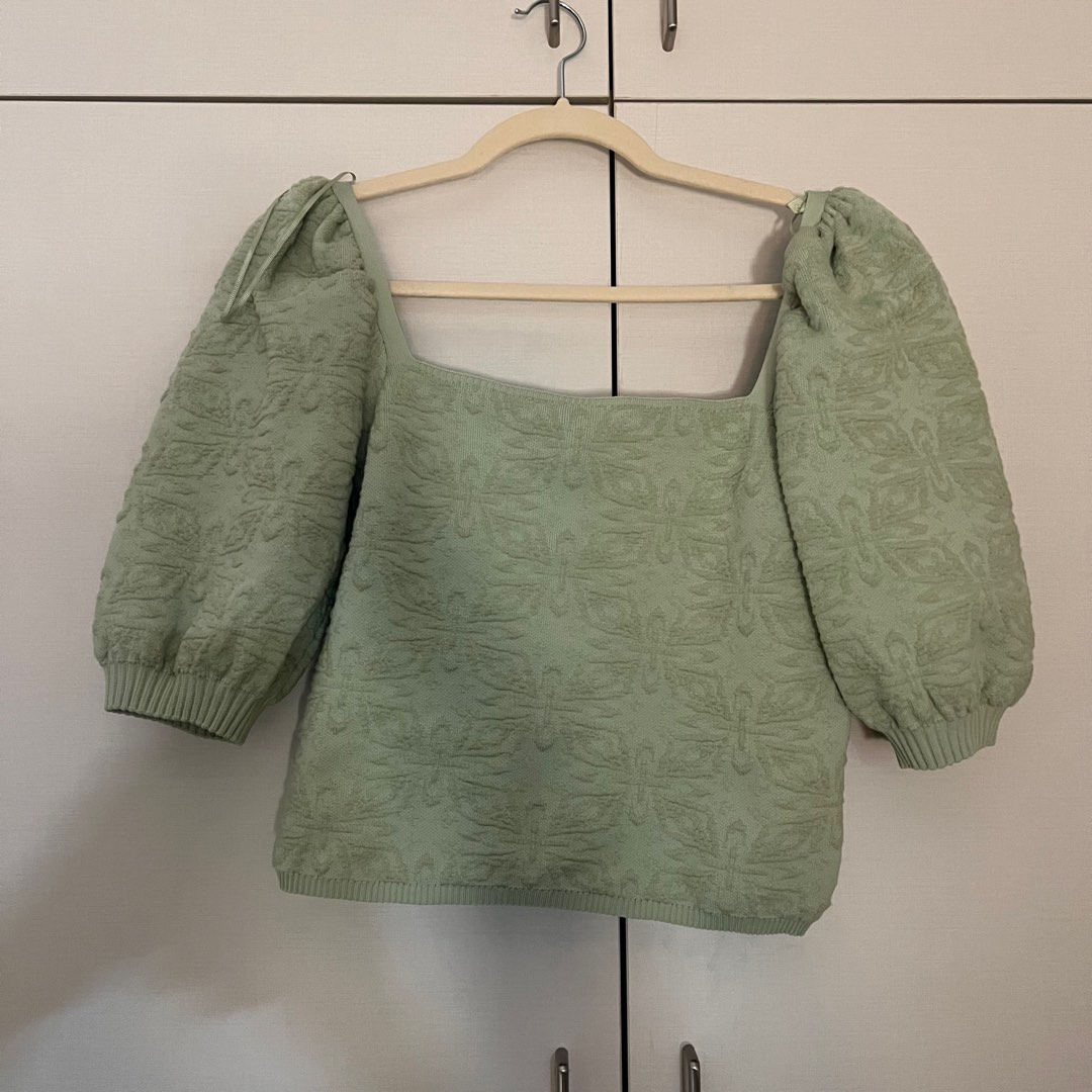 Zara Sage Green Top, Women's Fashion, Tops, Blouses on Carousell