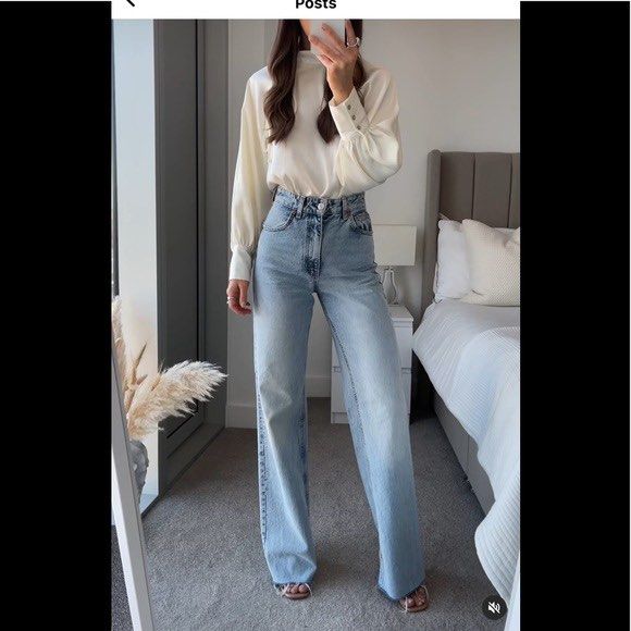 Zara Wide leg pants jeans women, Women's Fashion, Bottoms, Jeans