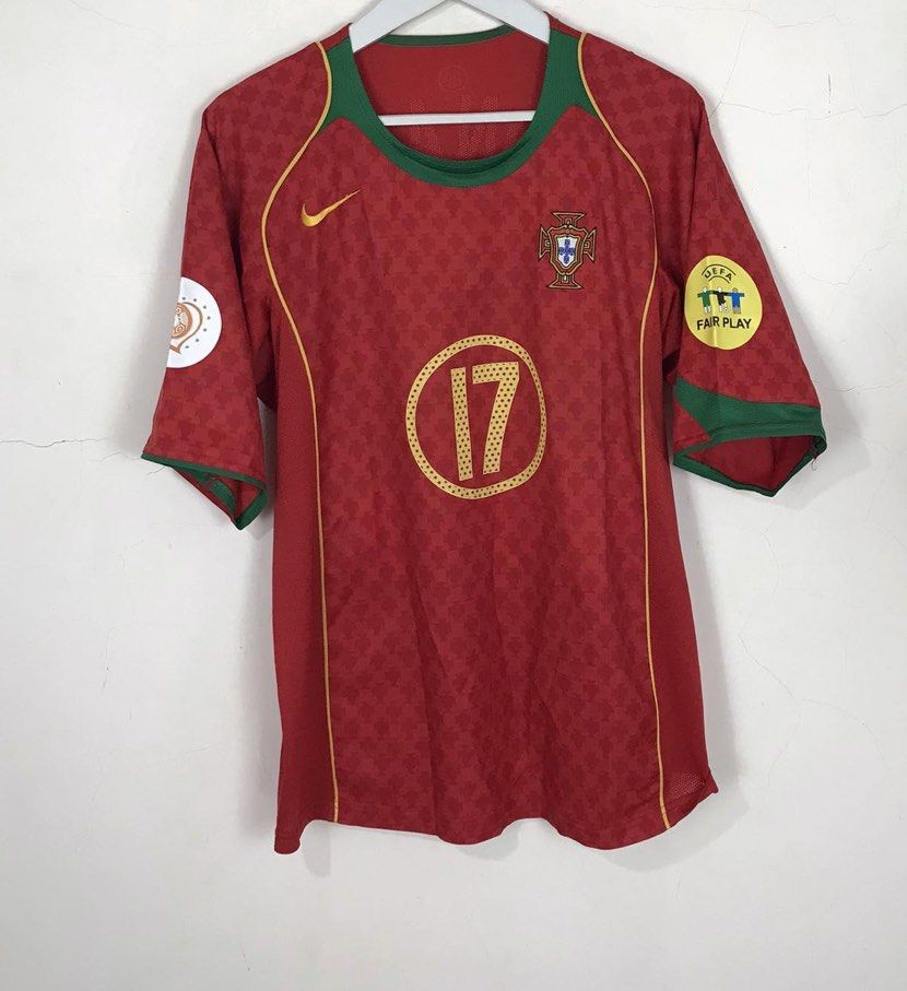 Portugal 2004 Retro RONALDO #17 Euro Cup Final Soccer Jersey - Size Large  Men