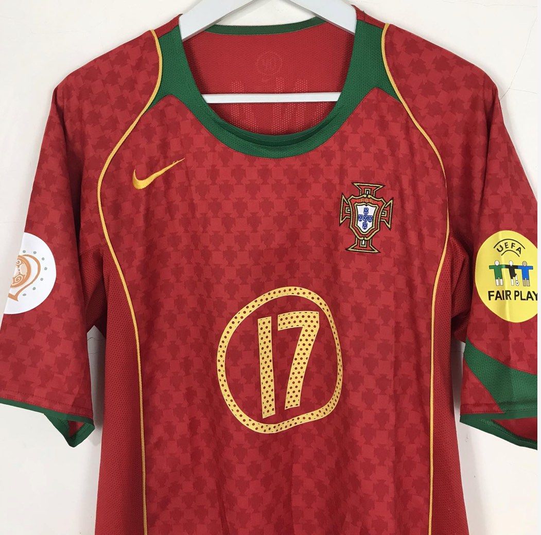 Portugal 2004 Retro RONALDO #17 Euro Cup Final Soccer Jersey - Size Large  Men