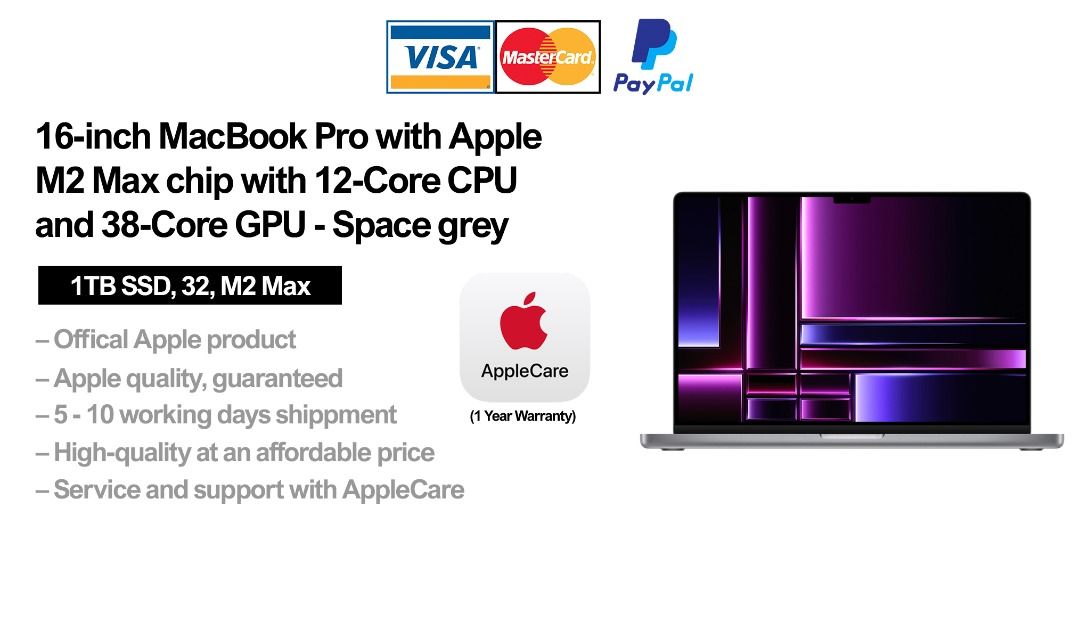 Refurbished 16-inch MacBook Pro Apple M2 Max Chip with 12‑Core CPU and  38‑Core GPU - Space Gray