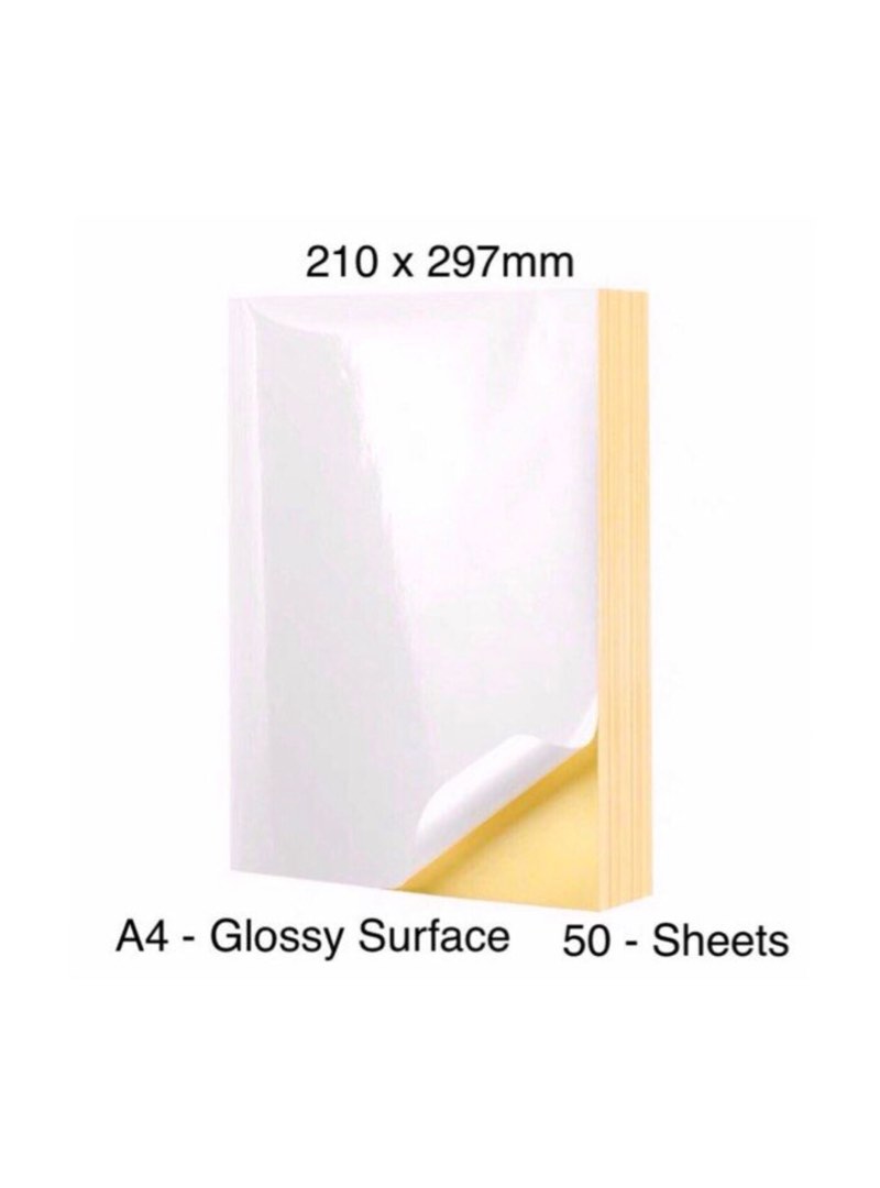 [ 50 Sheets ] A4 Sticker Label SelfAdhesives Paper ( Glossy ), Hobbies