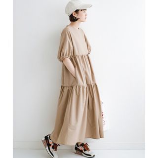 常花🇯🇵 haco! ✿ 卡其色澎澎袖蛋糕洋裝 ＃日牌正品