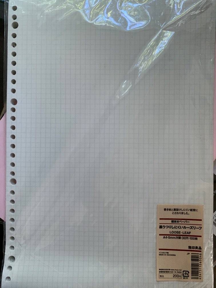 A4 Muji loose leaf paper, Hobbies & Toys, Stationery & Craft, Stationery & School Supplies on