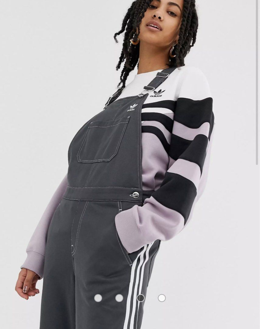 SALE Adidas Originals Three Stripes Dungarees in Grey FREE