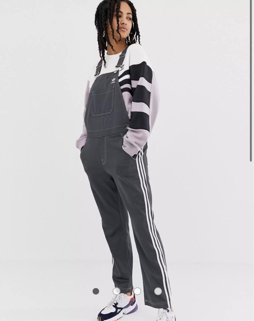 SALE Adidas Originals Three Stripes Dungarees in Grey FREE