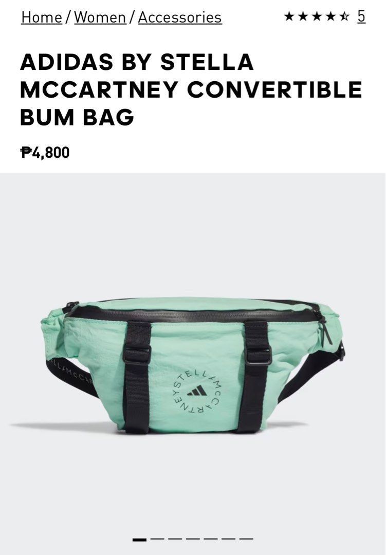 Adidas Stella McCartney Bag Waist Bum Bag Convertible Bumbag Green Black New