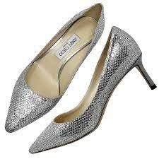 SUPER SALE !!!!AUTHENTIC JIMMY CHOO ROMY 60 CHAMPAGNE COARSE GLITTER FABRIC POINTED PUMPS FROM US BOX