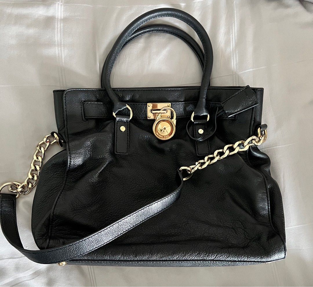Black michael kors hamilton bag discount