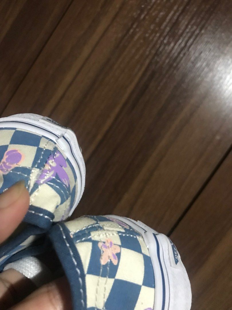 Blue flower hot sale checkered vans
