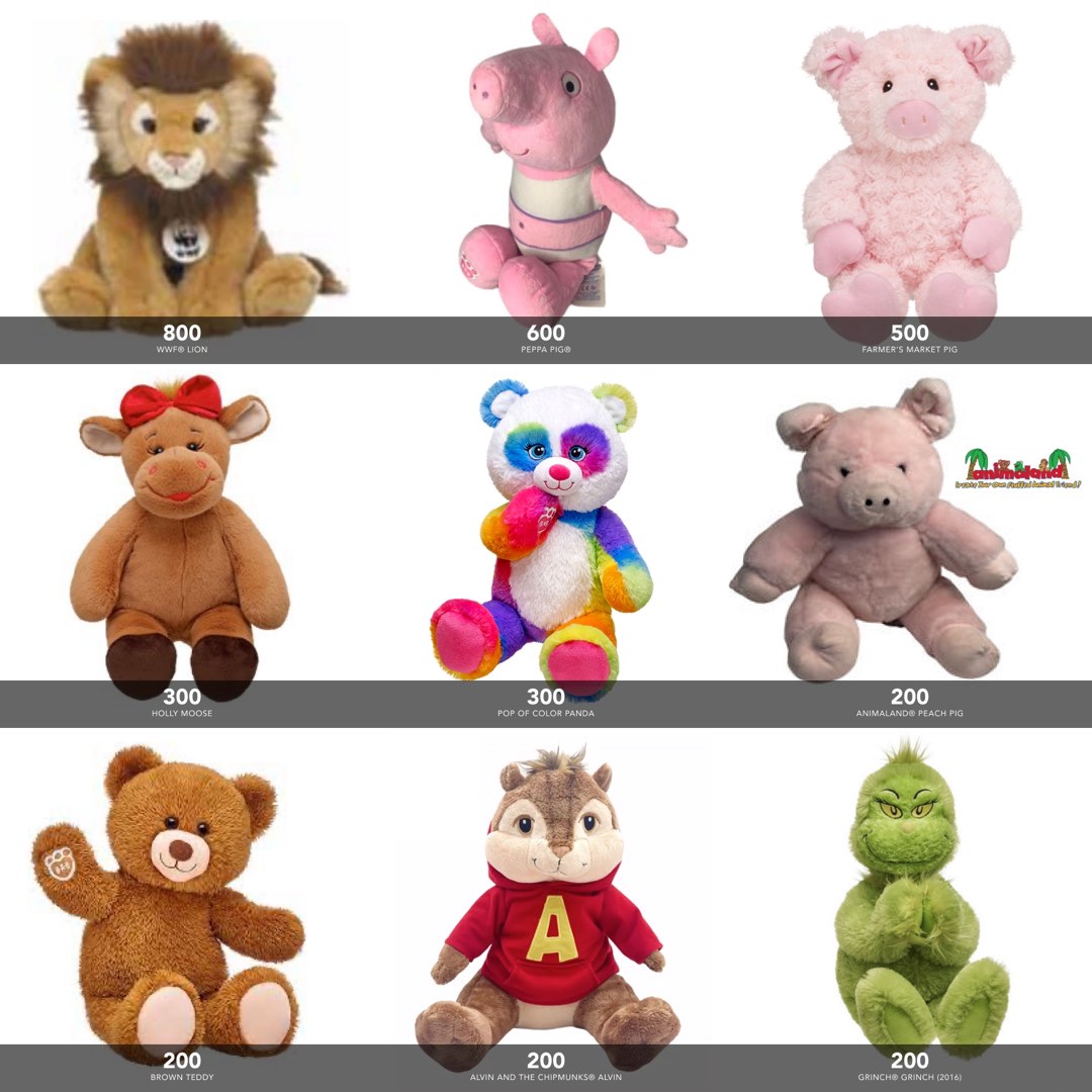 BAB Build A Bear Plush Peppa pig dora boots grinch tie dye panda holly