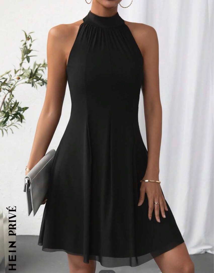 Black halter dress casual store