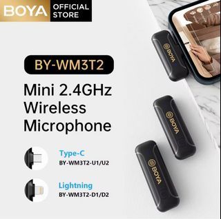 BOYA BY WM3T2 Ultra Light Mini 2.4GHz Wireless Lavalier Microphone Optional Noise Reduction Mic With MFi Certified for iPhone iPad Video Recording, TikTok Facebook Live Steam, Youtubers, Vloggers, Interview (BY-WM3T2-D1/D2)