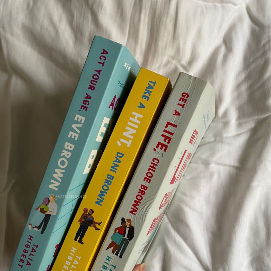 Brown Sisters Series by Talia Hibbert (Category: Storybooks) located in Paranaque City. Submitted by gamitnisab (Listing ID 1246402163, Image 2). Description: 📚 Brown Sisters Series by Talia Hibbert PHP 2000, set priority Paperback 📖 Get a Life, Chloe Brown (9/10, tabbed) 📖 Take a Hint, Dani Brown (10/10) 📖 Act Your Age, Eve Brown (10/10, Different publisher) I'm willing to send extra photos when asked. We can negotiate prices, but please avo