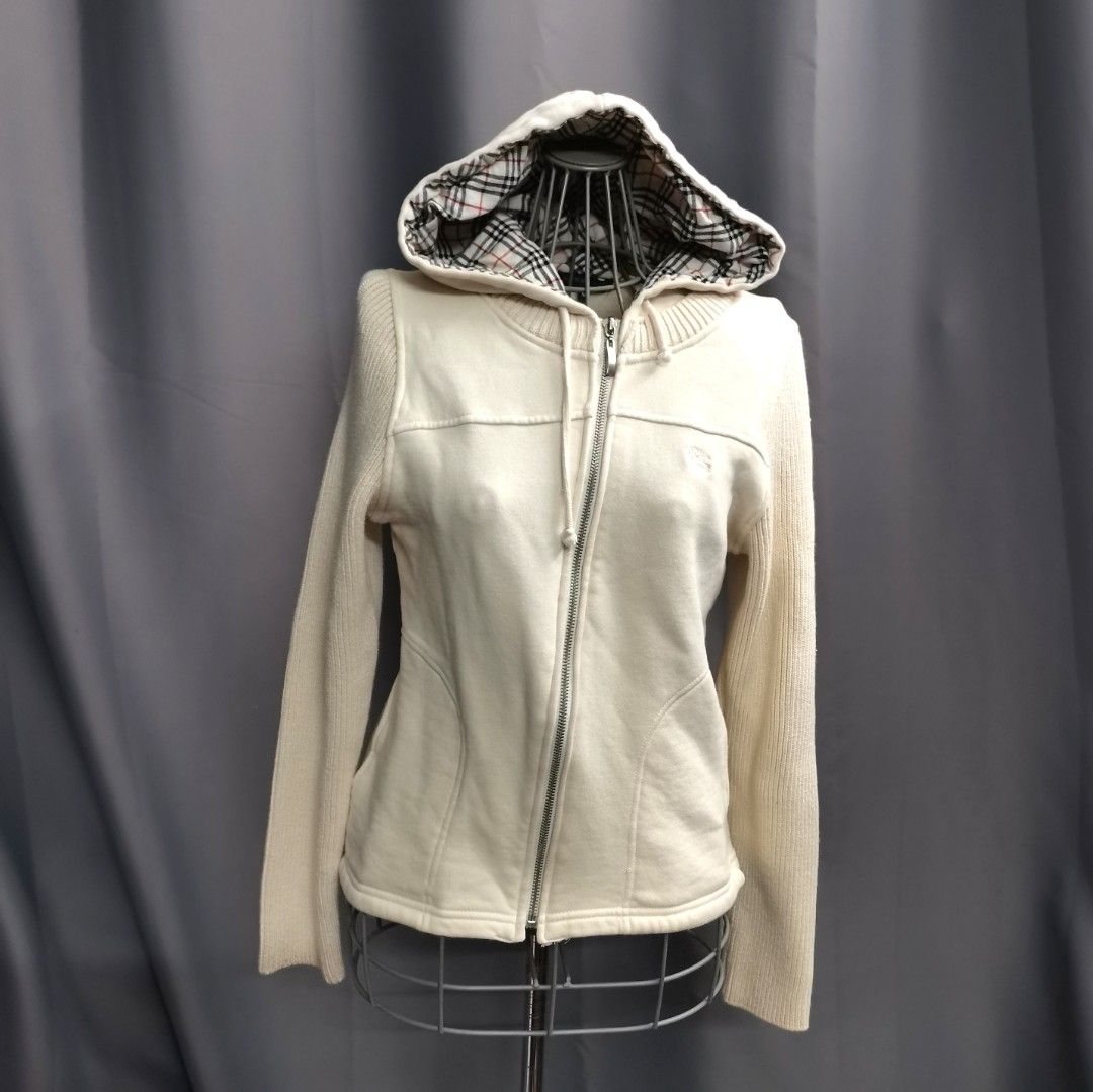 Burberry hoodie womens clearance silver