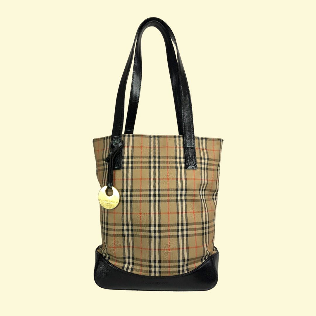 Authentic Burberry Check Haymarket Tote Bag, Luxury, Bags & Wallets on  Carousell