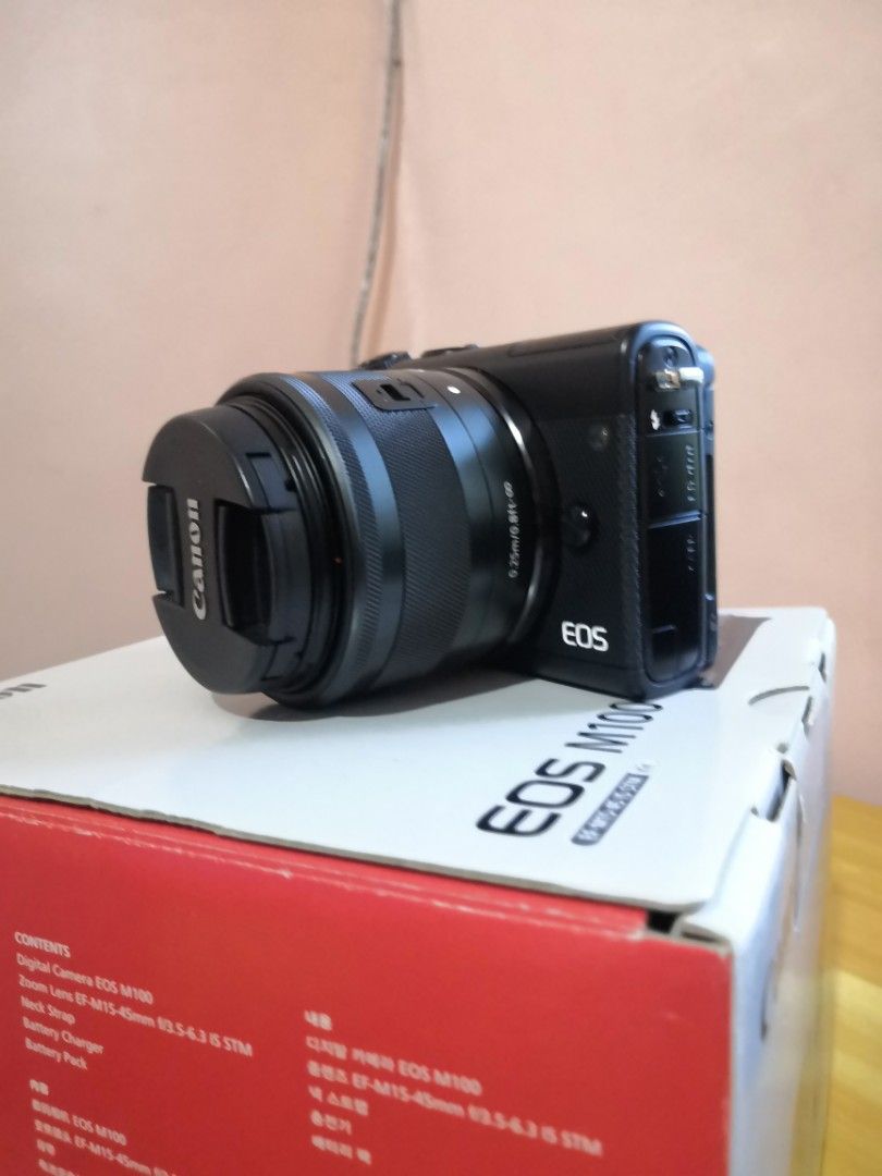 tjeneren Sikker Kollektive Canon EOS M100 (includes accessories), Photography, Cameras on Carousell