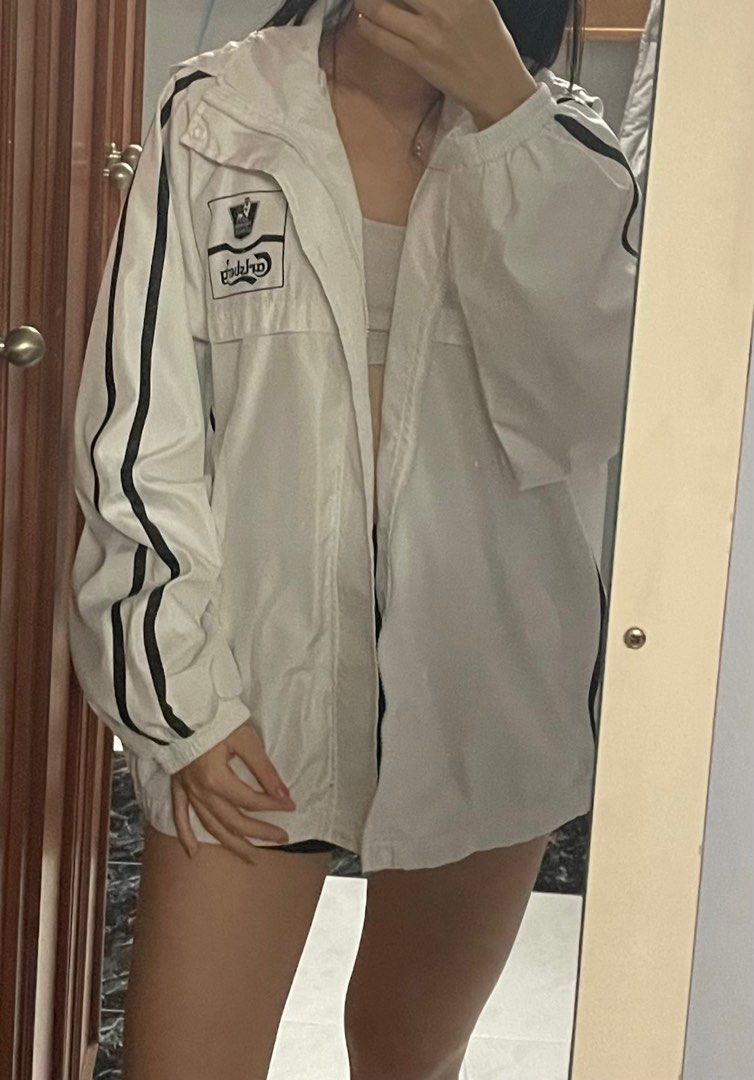 White windbreaker cheap jacket