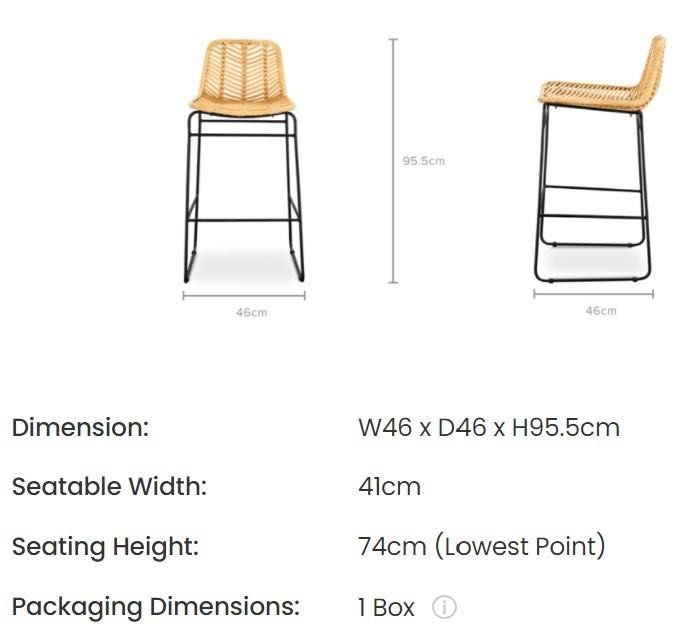Castlery Hagen Rattan Bar Stool, Furniture & Home Living, Furniture
