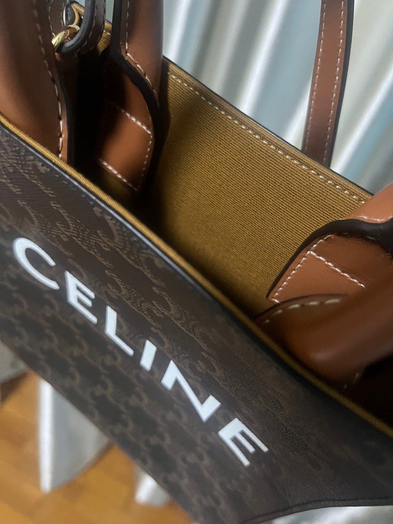 MINI VERTICAL CABAS IN TRIOMPHE CANVAS AND CALFSKIN WITH CELINE PRINT