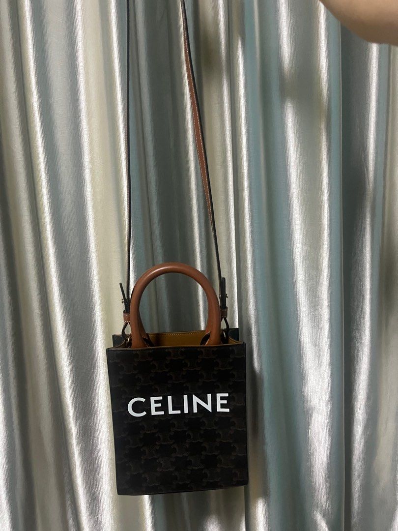 Mini Vertical Cabas in Triomphe Canvas and calfskin with Celine print