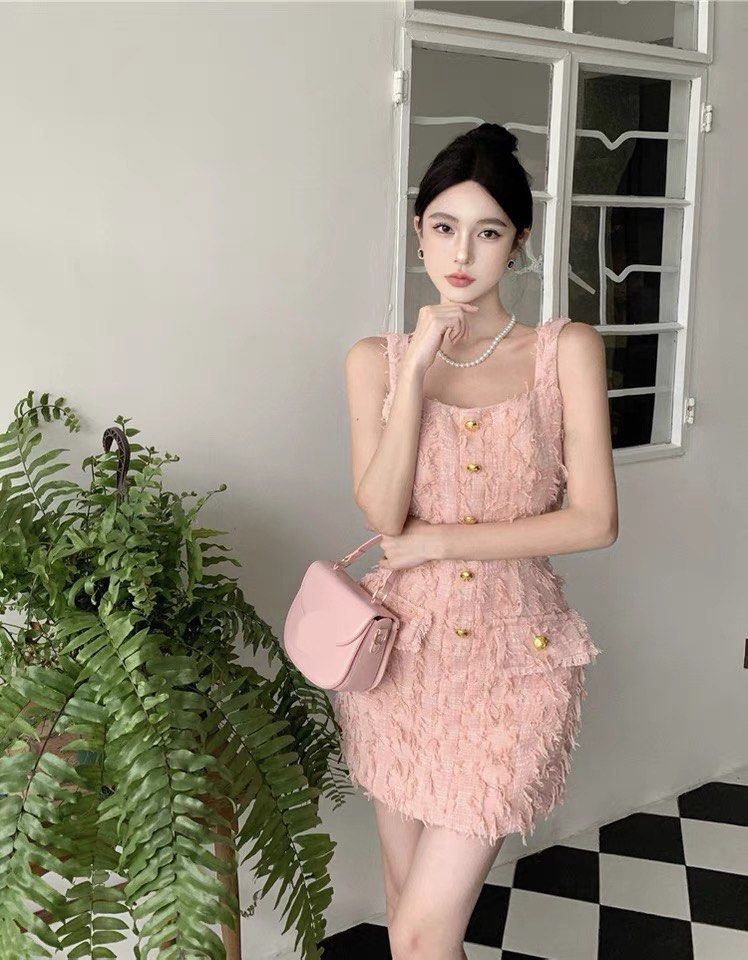 Chanel Style Pink Dress, Women's Fashion, Dresses & Sets, Dresses on  Carousell