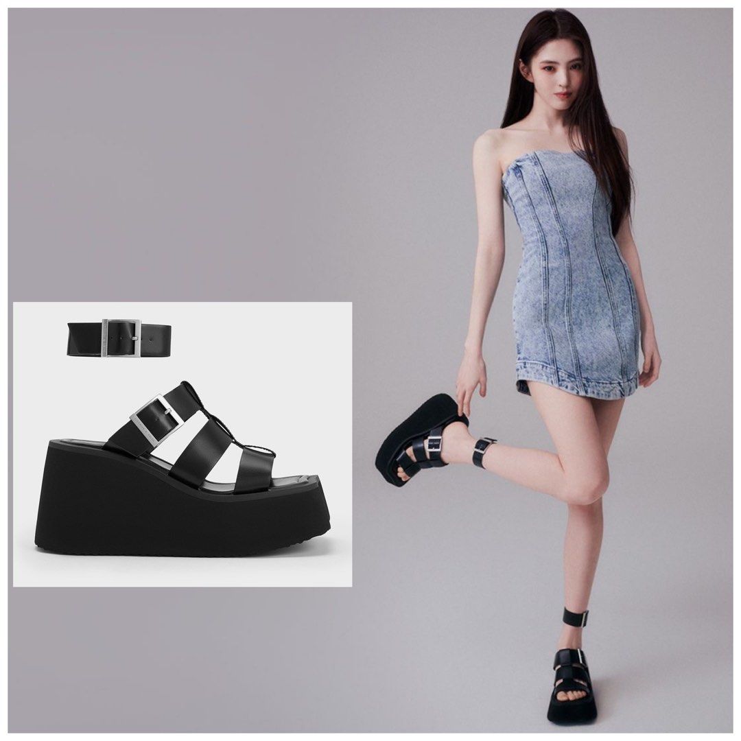 Charles Keith IIsa Flatform Gladiator Sandals in Black Han So Hee