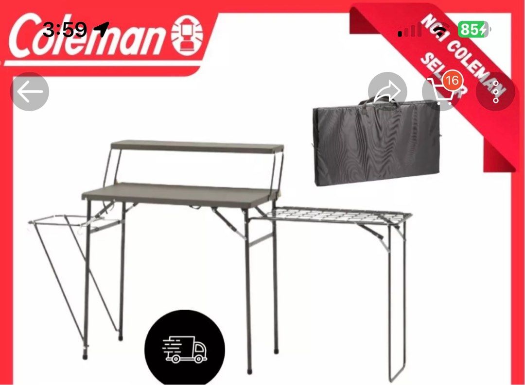 Coleman Deluxe Camp Kitchen Table, Sports Equipment, Hiking & Camping