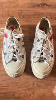 converse x cdg polkadot hearts chucks white